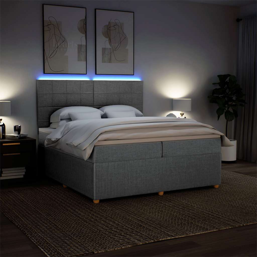 Giroletto a Molle con Materasso Grigio Chiaro 200x200cm Tessuto