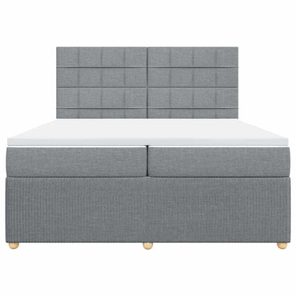 Giroletto a Molle con Materasso Grigio Chiaro 200x200cm Tessuto