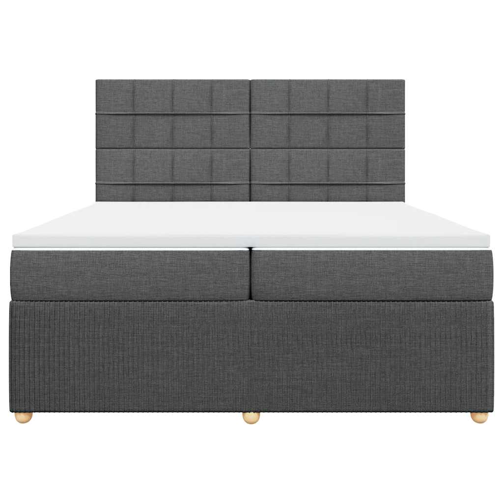 Giroletto a Molle con Materasso Grigio Scuro 200x200 cm Tessuto