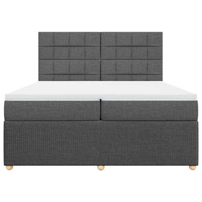 Giroletto a Molle con Materasso Grigio Scuro 200x200 cm Tessuto