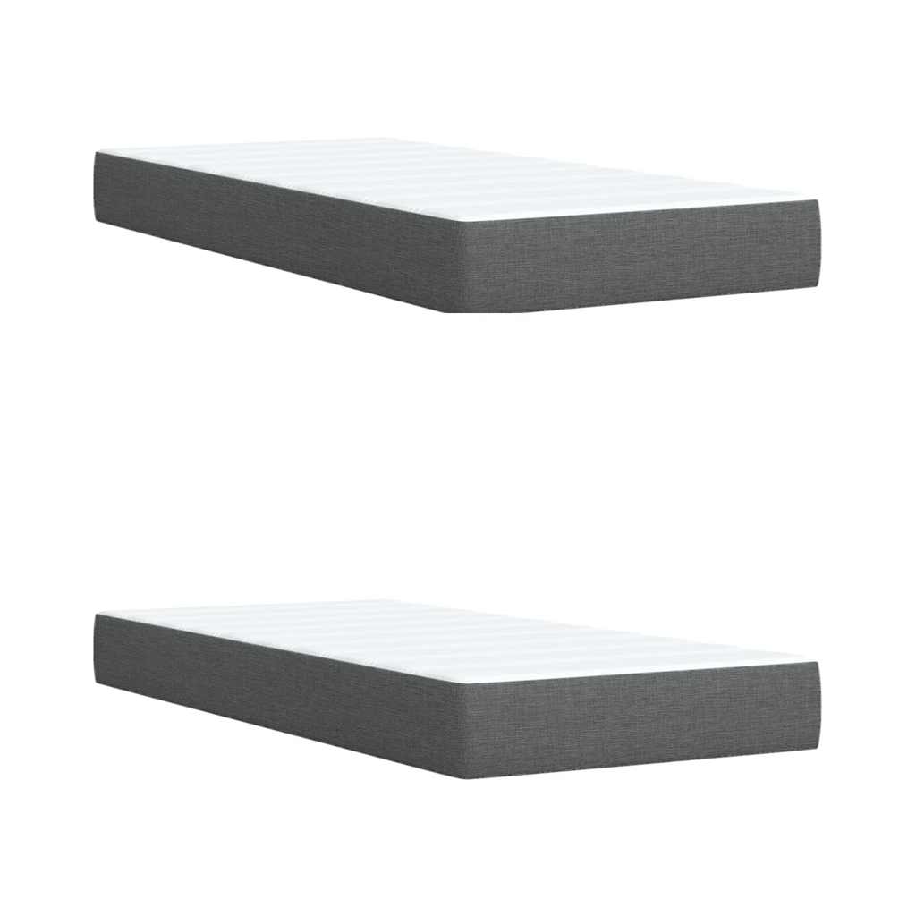 Giroletto a Molle con Materasso Grigio Scuro 200x200 cm Tessuto