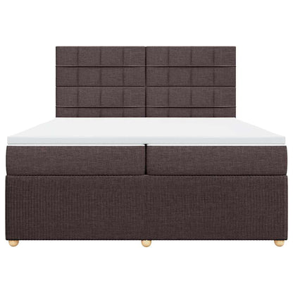 Giroletto a Molle con Materasso Marrone Scuro 200x200cm Tessuto - homemem39