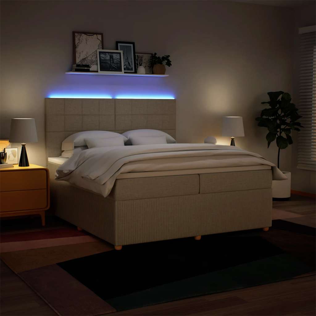 Giroletto a Molle con Materasso Crema 200x200 cm in Tessuto