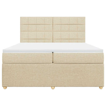 Giroletto a Molle con Materasso Crema 200x200 cm in Tessuto