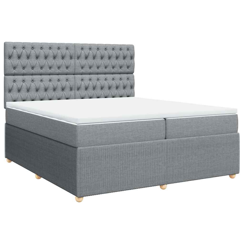 Giroletto a Molle con Materasso Grigio Chiaro 200x200cm Tessuto