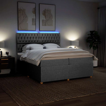 Giroletto a Molle con Materasso Grigio Chiaro 200x200cm Tessuto