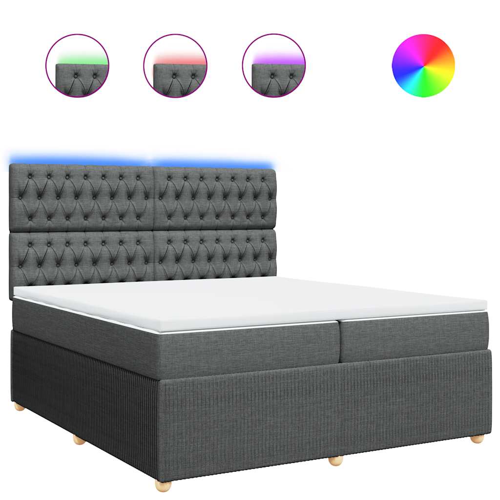Giroletto a Molle con Materasso Grigio Scuro 200x200 cm Tessuto
