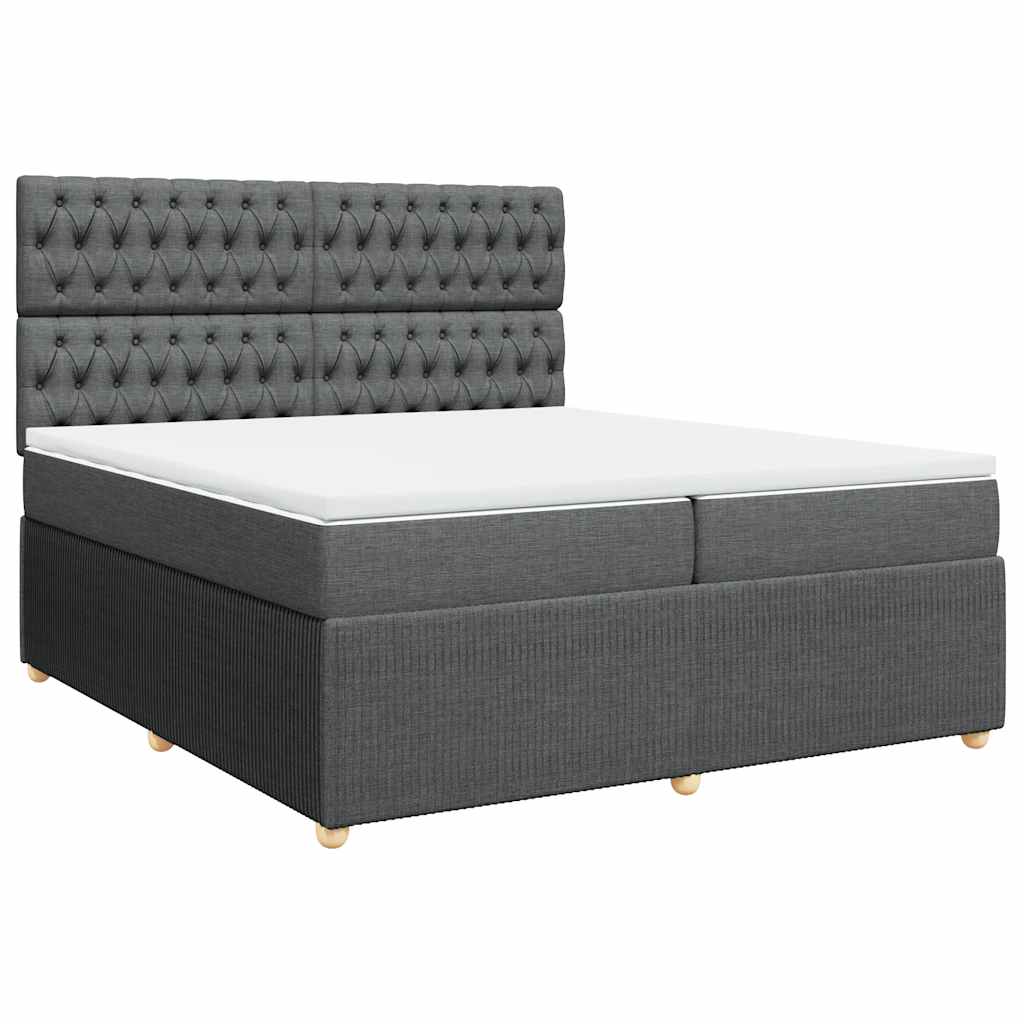 Giroletto a Molle con Materasso Grigio Scuro 200x200 cm Tessuto
