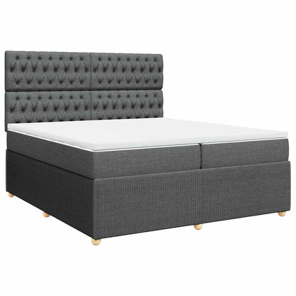 Giroletto a Molle con Materasso Grigio Scuro 200x200 cm Tessuto