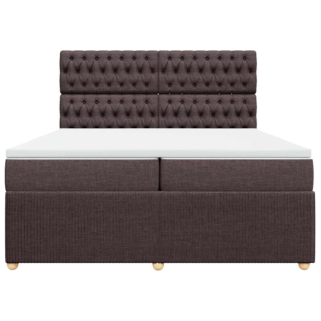 Giroletto a Molle con Materasso Marrone Scuro 200x200cm Tessuto