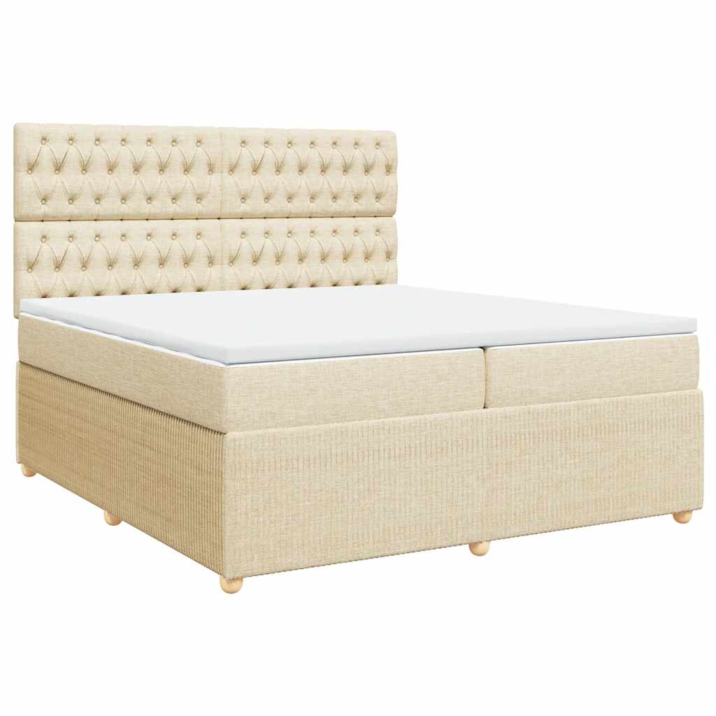 Giroletto a Molle con Materasso Crema 200x200 cm in Tessuto