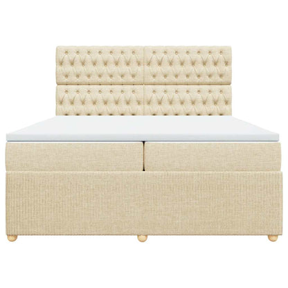 Giroletto a Molle con Materasso Crema 200x200 cm in Tessuto - homemem39