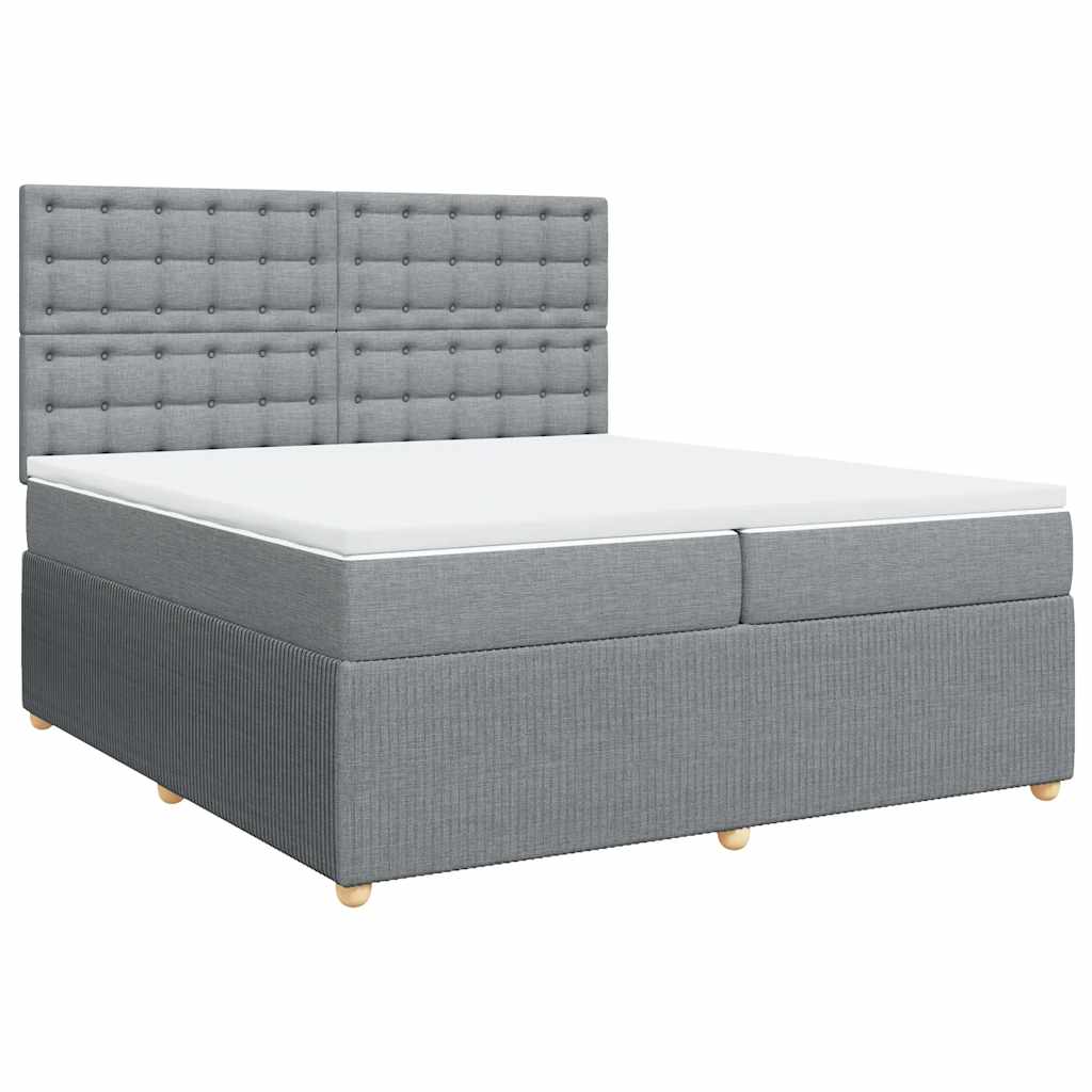 Giroletto a Molle con Materasso Grigio Chiaro 200x200cm Tessuto
