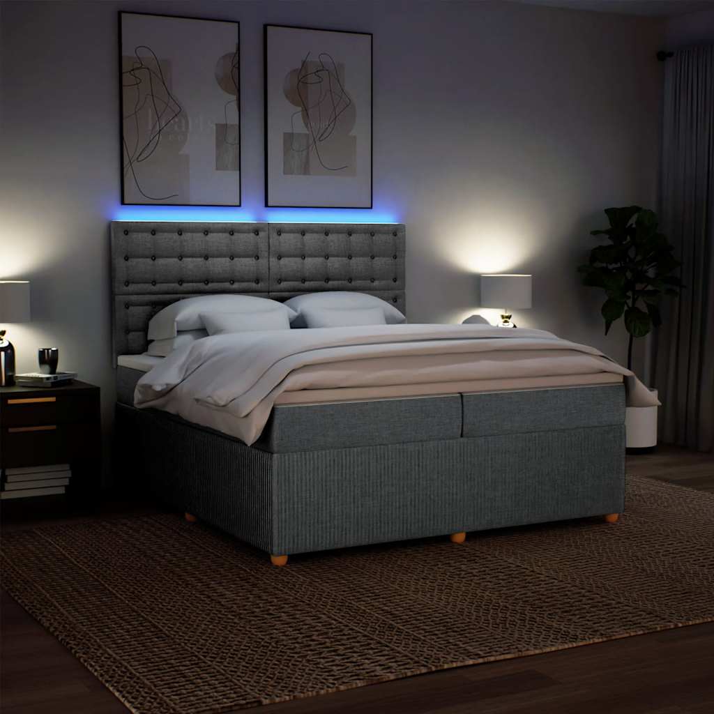 Giroletto a Molle con Materasso Grigio Chiaro 200x200cm Tessuto
