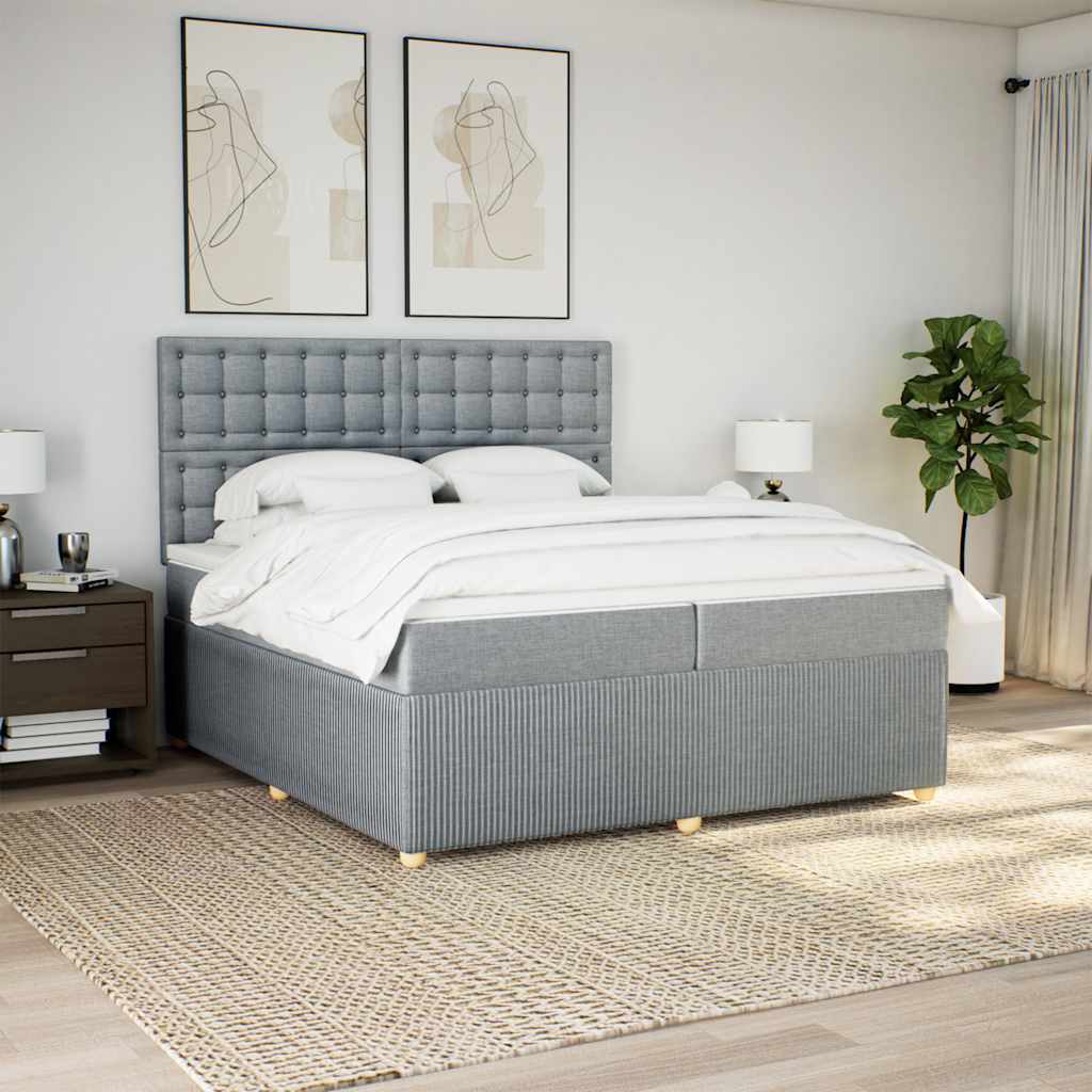 Giroletto a Molle con Materasso Grigio Chiaro 200x200cm Tessuto