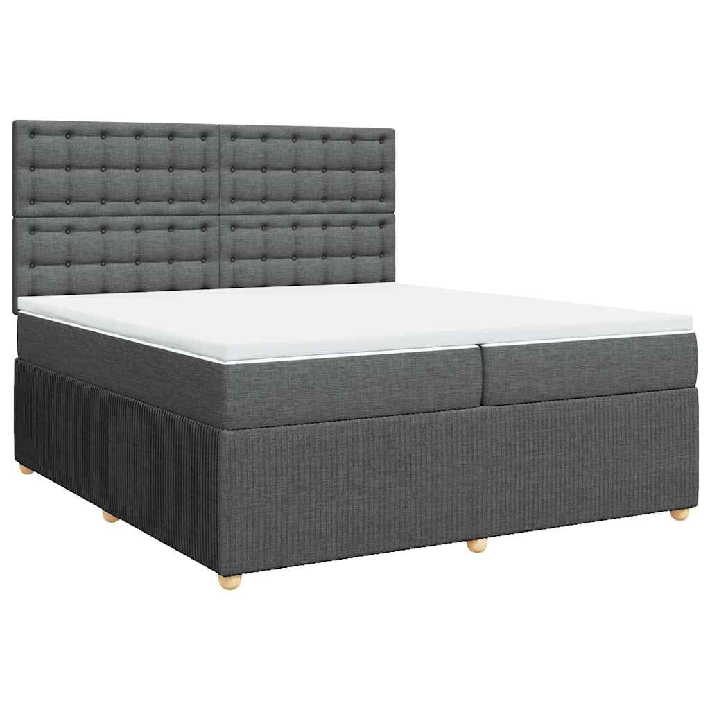 Giroletto a Molle con Materasso Grigio Scuro 200x200 cm Tessuto