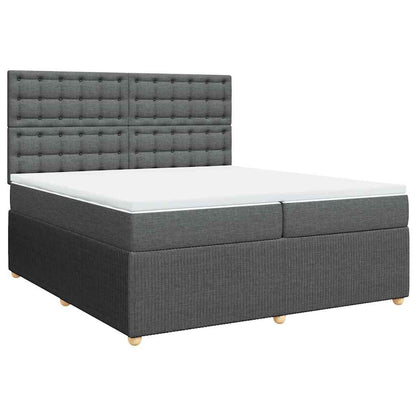 Giroletto a Molle con Materasso Grigio Scuro 200x200 cm Tessuto