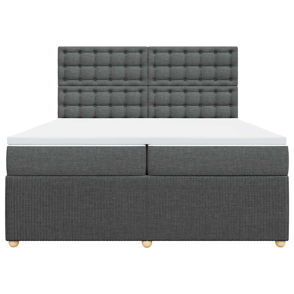 Giroletto a Molle con Materasso Grigio Scuro 200x200 cm Tessuto