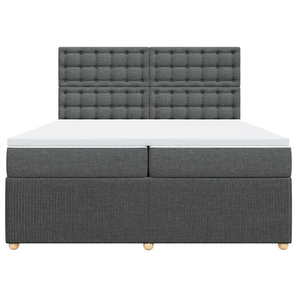 Giroletto a Molle con Materasso Grigio Scuro 200x200 cm Tessuto