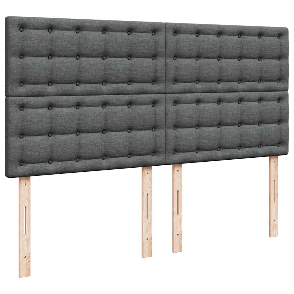Giroletto a Molle con Materasso Grigio Scuro 200x200 cm Tessuto