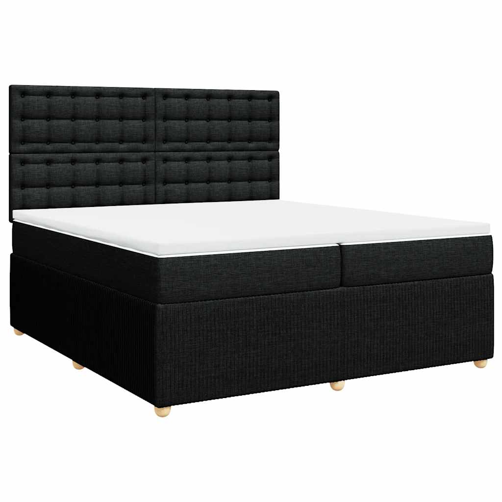 Giroletto a Molle con Materasso Nero 200x200 cm in Tessuto
