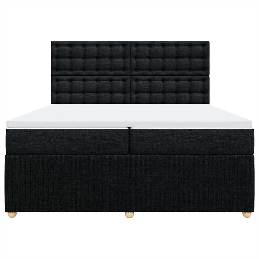 Giroletto a Molle con Materasso Nero 200x200 cm in Tessuto