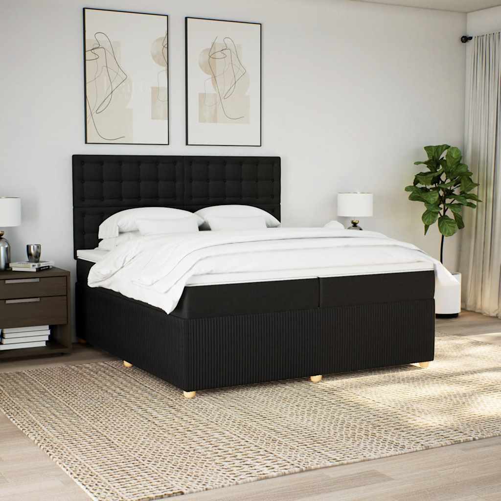 Giroletto a Molle con Materasso Nero 200x200 cm in Tessuto