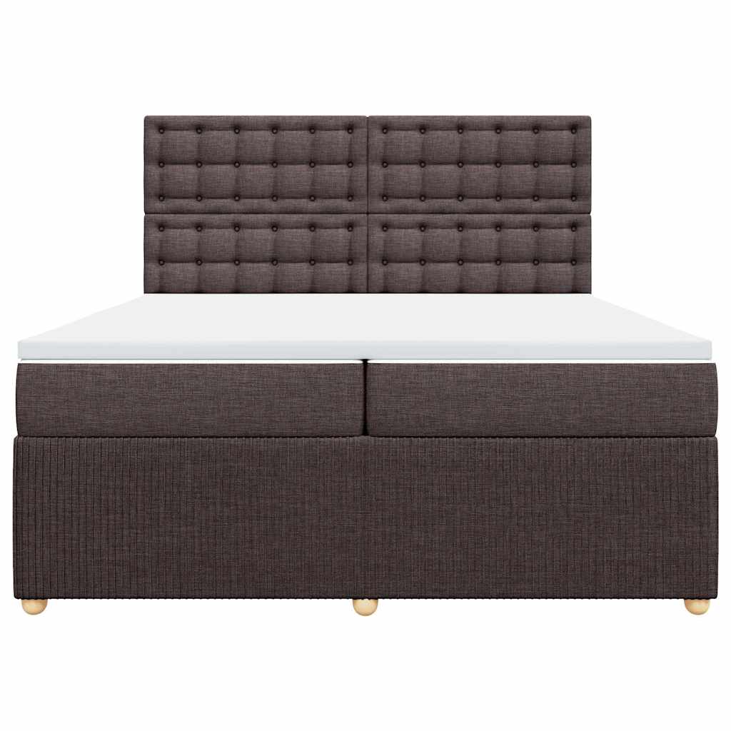 Giroletto a Molle con Materasso Marrone Scuro 200x200cm Tessuto