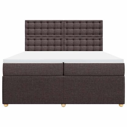 Giroletto a Molle con Materasso Marrone Scuro 200x200cm Tessuto