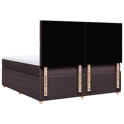 Giroletto a Molle con Materasso Marrone Scuro 200x200cm Tessuto