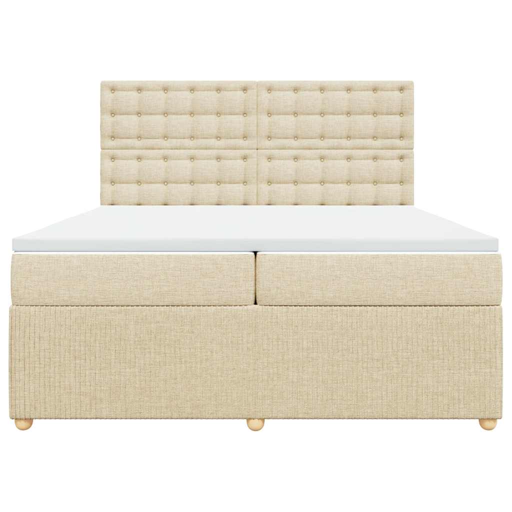 Giroletto a Molle con Materasso Crema 200x200 cm in Tessuto - homemem39