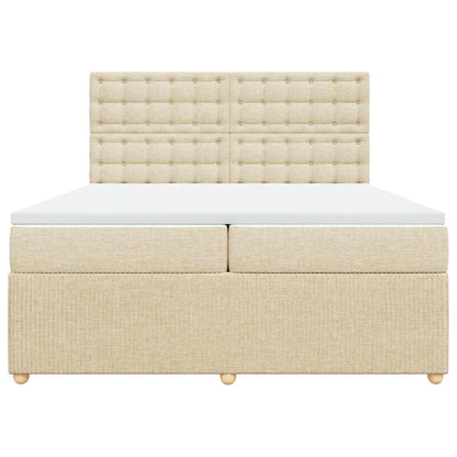 Giroletto a Molle con Materasso Crema 200x200 cm in Tessuto - homemem39