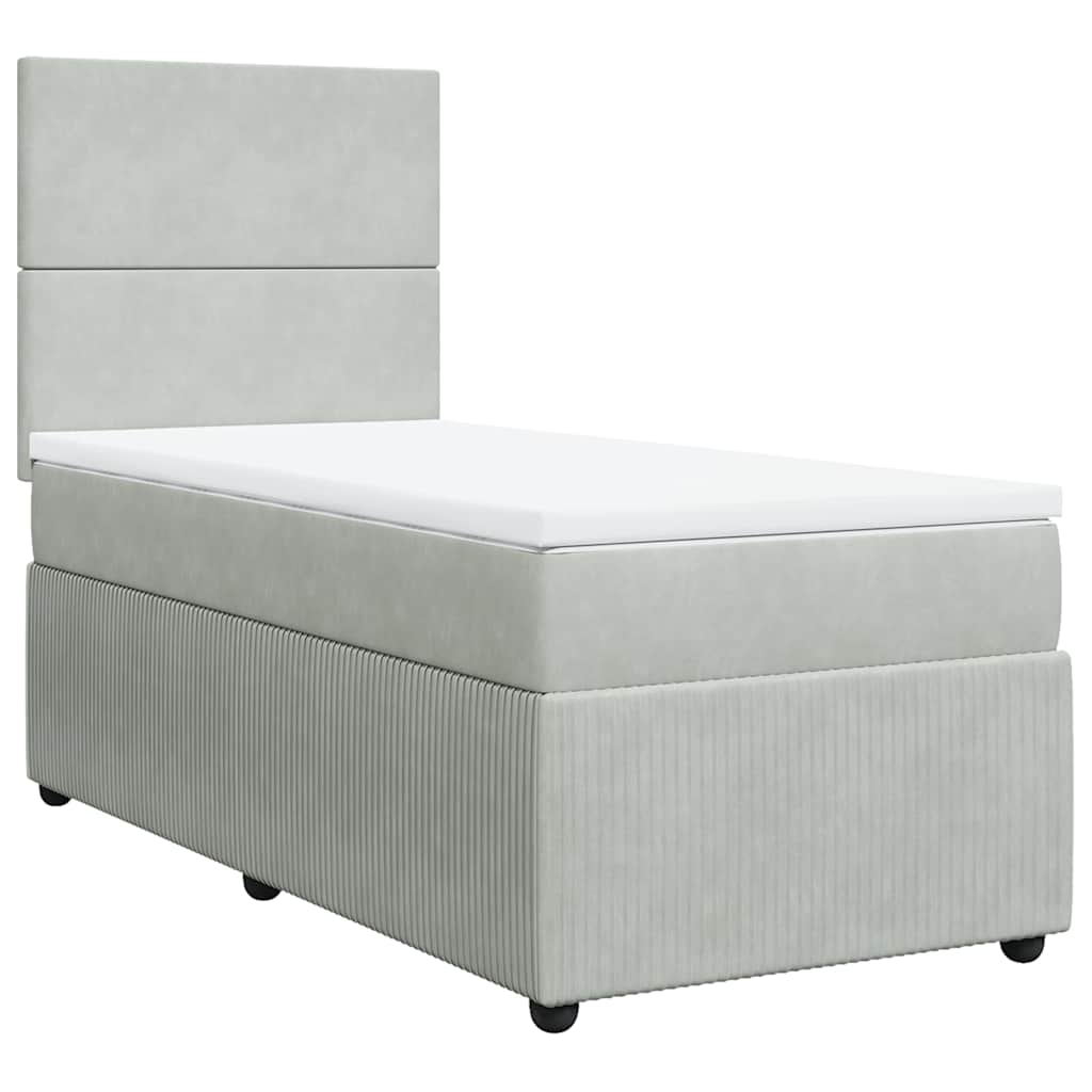 Giroletto a Molle con Materasso Grigio Chiaro 80x200 cm Velluto