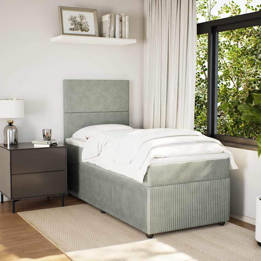 Giroletto a Molle con Materasso Grigio Chiaro 80x200 cm Velluto | homemem39