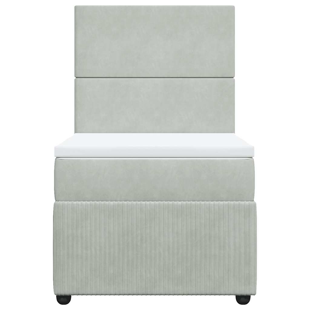 Giroletto a Molle con Materasso Grigio Chiaro 80x200 cm Velluto