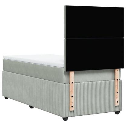 Giroletto a Molle con Materasso Grigio Chiaro 80x200 cm Velluto
