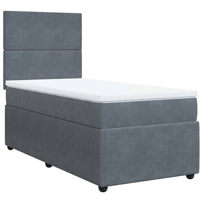 Giroletto a Molle con Materasso Grigio Scuro 80x200 cm Velluto