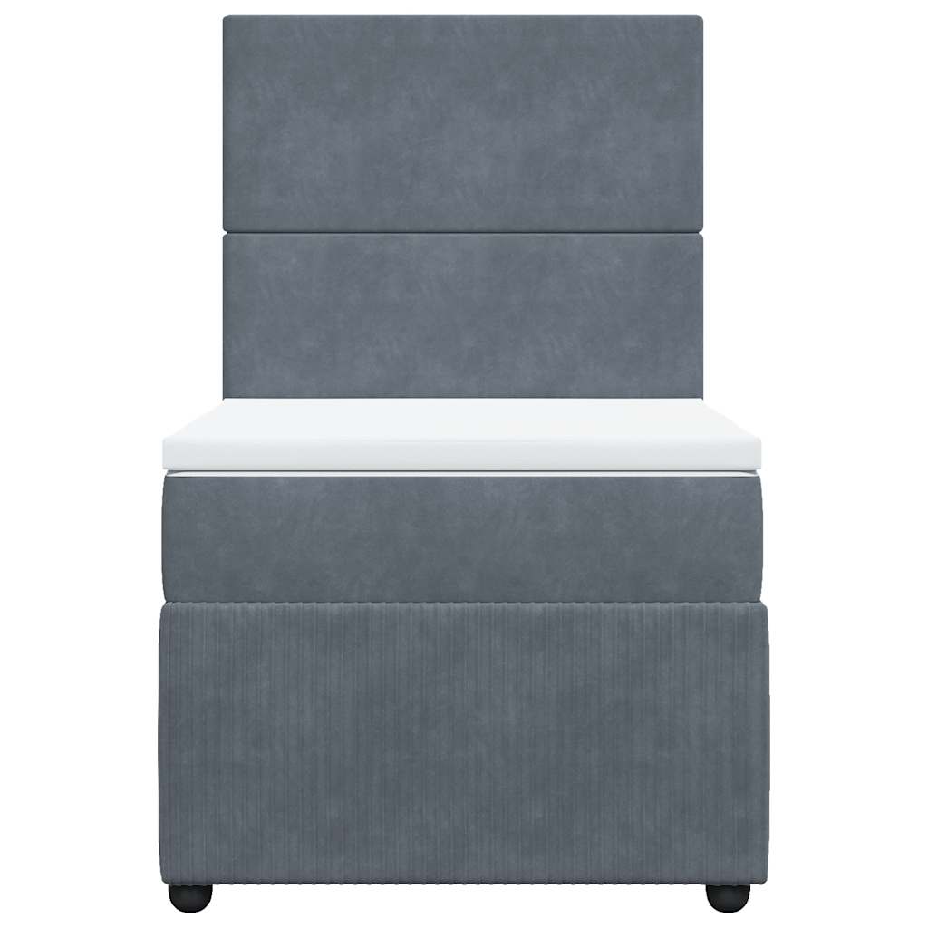 Giroletto a Molle con Materasso Grigio Scuro 80x200 cm Velluto