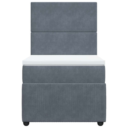 Giroletto a Molle con Materasso Grigio Scuro 80x200 cm Velluto