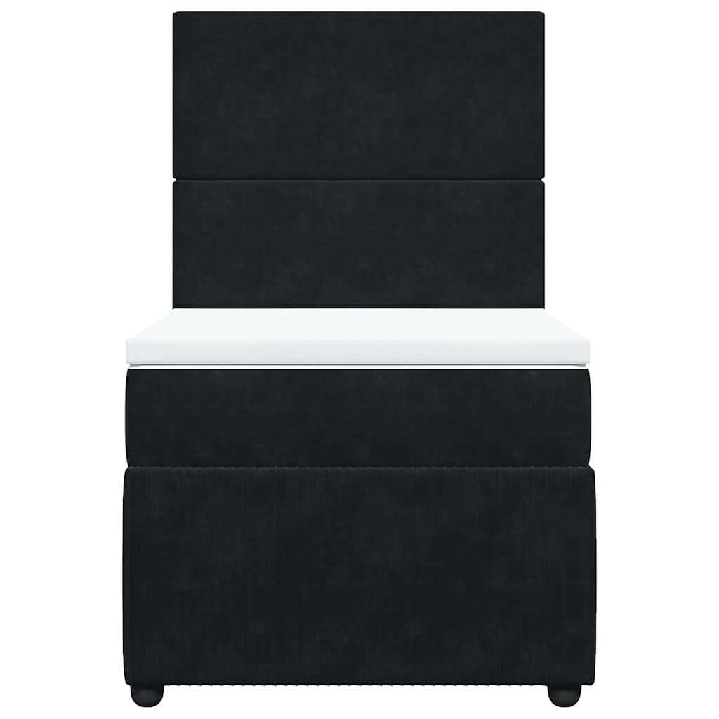 Giroletto a Molle con Materasso Nero 80x200 cm in Velluto