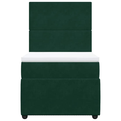 Giroletto a Molle con Materasso Verde Scuro 80x200 cm Velluto
