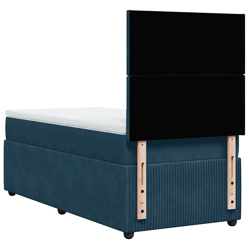 Giroletto a Molle con Materasso Blu 80x200 cm in Velluto