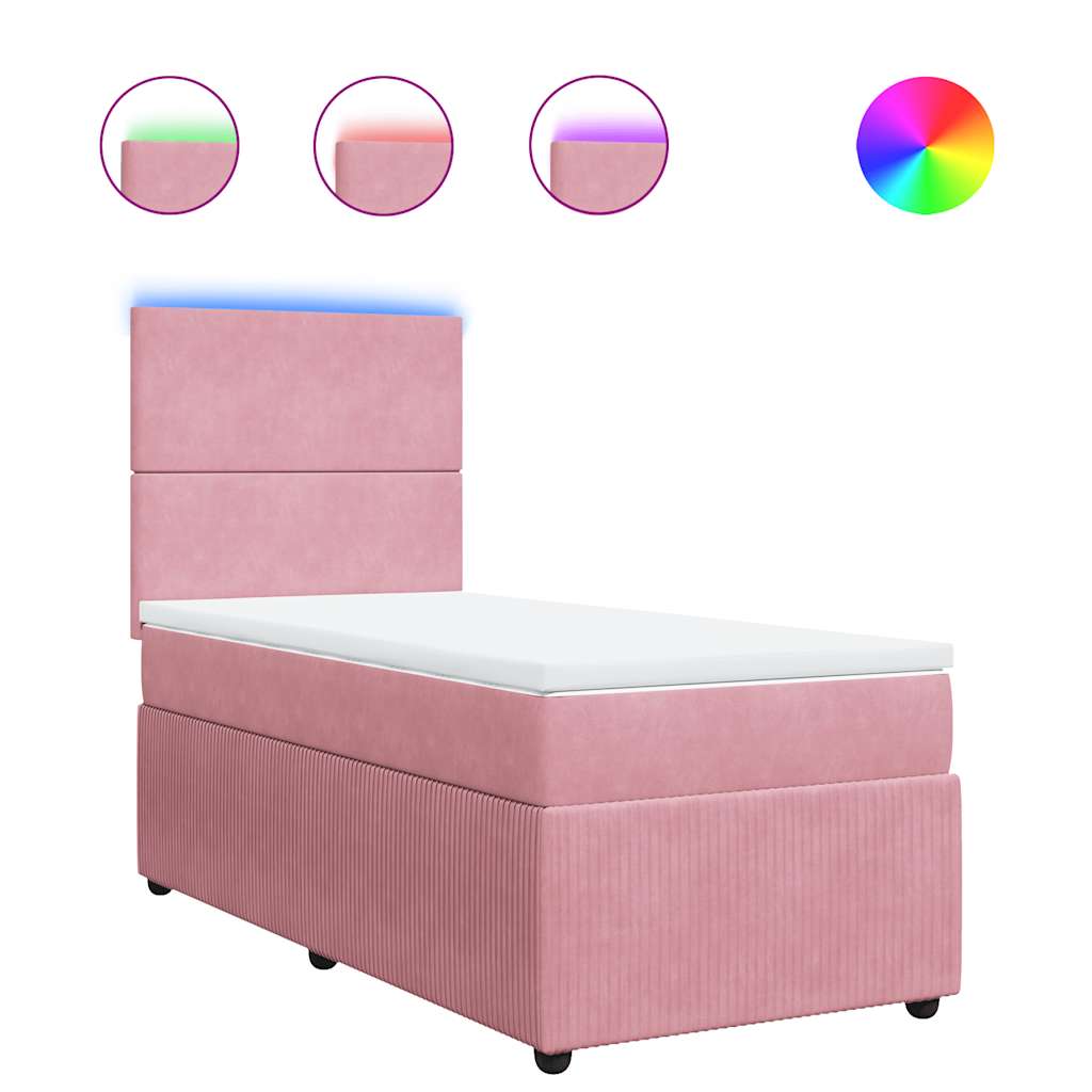 Giroletto a Molle con Materasso Rosa 80x200 cm in Velluto