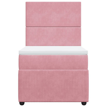 Giroletto a Molle con Materasso Rosa 80x200 cm in Velluto