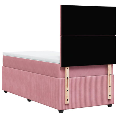 Giroletto a Molle con Materasso Rosa 80x200 cm in Velluto