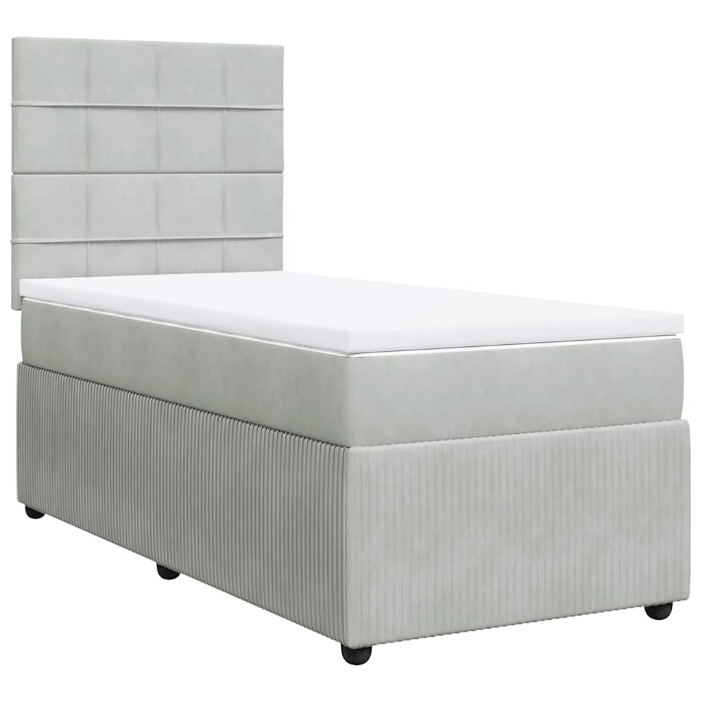 Giroletto a Molle con Materasso Grigio Chiaro 80x200 cm Velluto