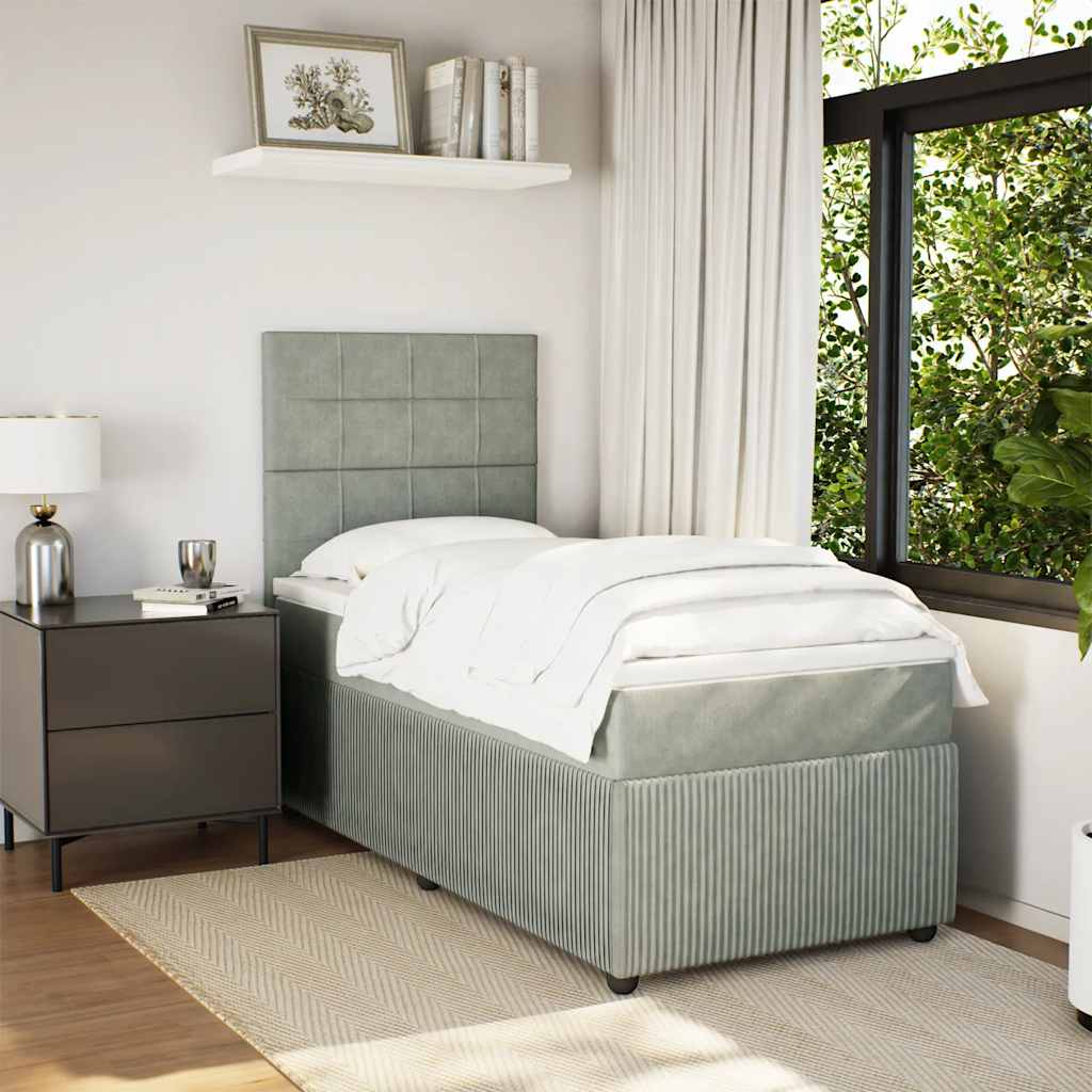 Giroletto a Molle con Materasso Grigio Chiaro 80x200 cm Velluto