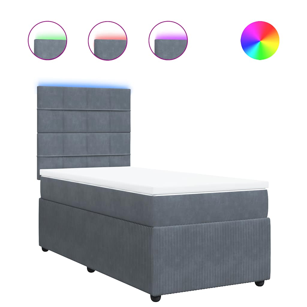Giroletto a Molle con Materasso Grigio Scuro 80x200 cm Velluto