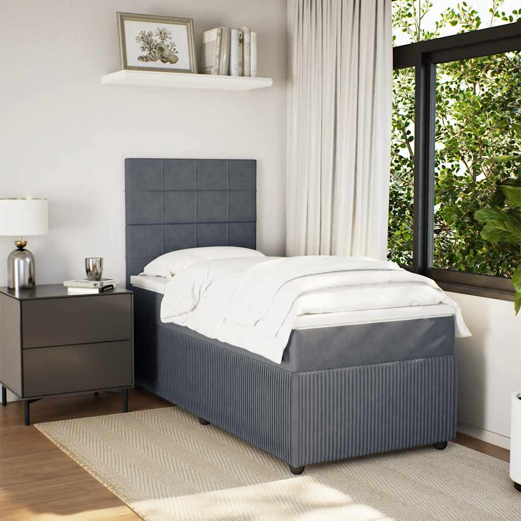 Giroletto a Molle con Materasso Grigio Scuro 80x200 cm Velluto | homemem39