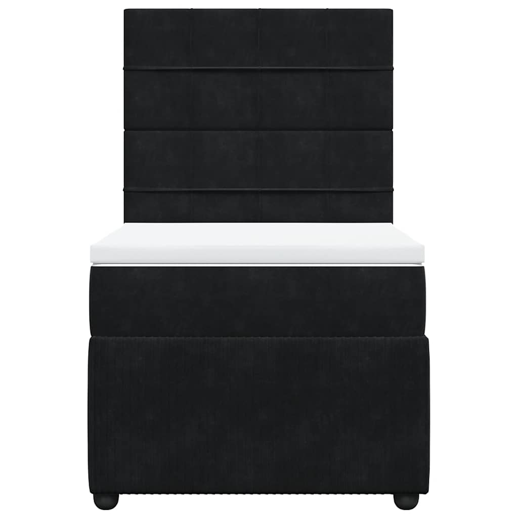 Giroletto a Molle con Materasso Nero 80x200 cm in Velluto